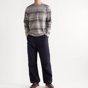 NWOT BEAMS+ Plus Men's Medium Striped Cotton Blend Long Sleeve Shirt w/ Frocket